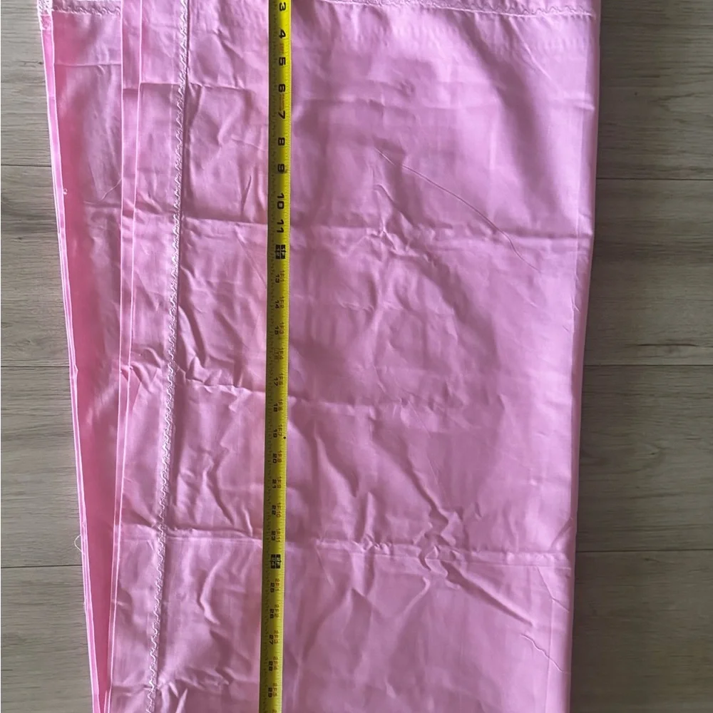 New Vintage Pink Cotton Sheet and Pillowcase Set Crochet Lace Cottagecore twin